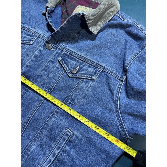 VTG Gap Denim Barn Jacket Chore Flannel Lined Men XL Corduroy Collar Trucker 90s - Picture 12 of 13